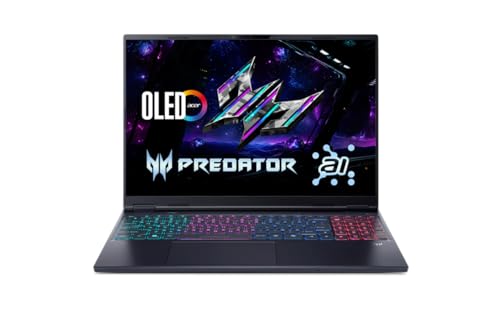 acer Predator Helios Neo16S AI, Intel Ultra 7 255HX Processor,RTX 5060-8 GB GDDR7,16 GB/1 TB, WQXGA OLED, 16.0"/40.64 cm, 240Hz, Win 11 Home,Abyssal Black,2.3 kg,PHN16S-71,RGB KB,Gaming Laptop